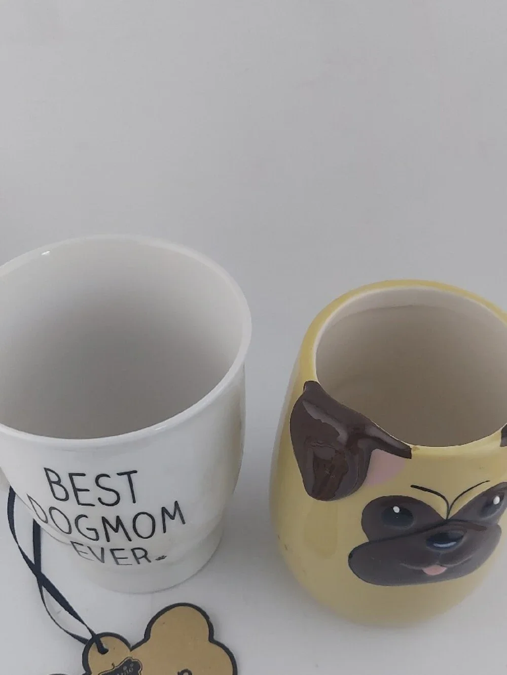 Vintage Yellow Pug Face Ceramic Mug
